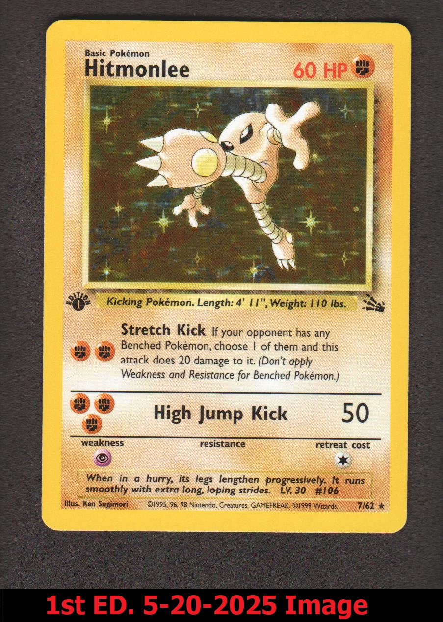 Hitmonlee - 7/62 - Holo Rare - 1st Edition